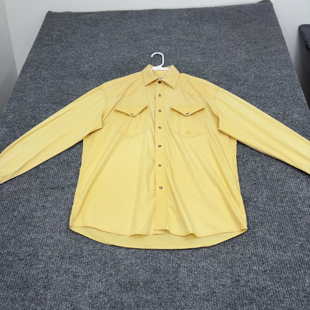 Roper Shirt Mens M Yellow Cotton Snap Button Long Sleeve Western Cowboy Casual
